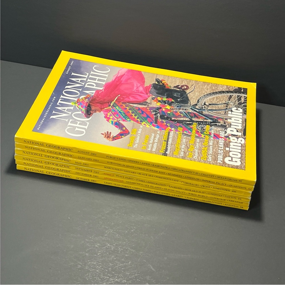 6x National Geographic Magazines Bundle (2001)